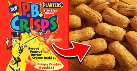 Pb crisps - 3 Planters PB Crisps: The peanut-shaped snacks with a crunchy exterior and a soft, creamy, peanut butter filling was discontinued in 1995. Image credits: Jason Liebig via pbcrisps. In 1992, Planters launched a line of iconic, peanut-shaped snacks known as “P.B.Crisps.” They were peanut-flavored crisps comprised of a corn-based shell on the ...